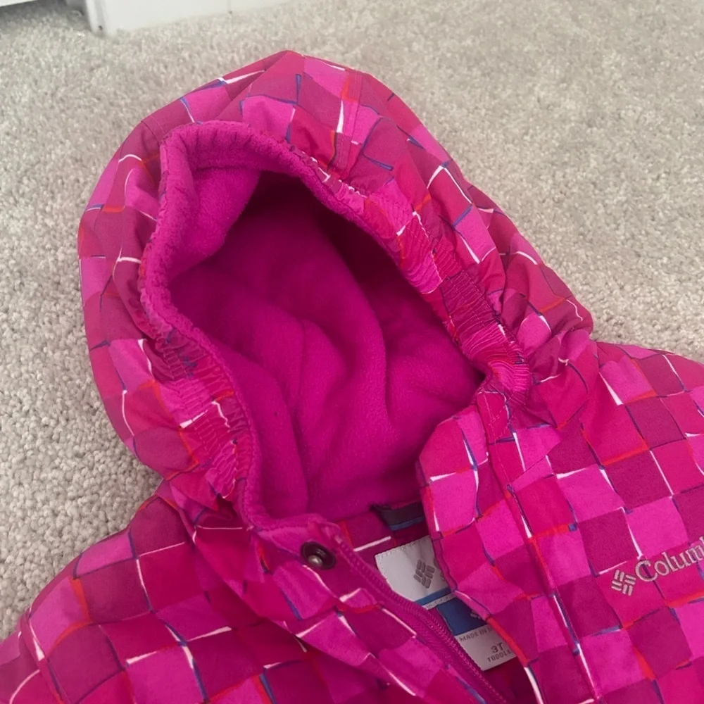 Columbia Kids Checkered Pink Puffer Jacket